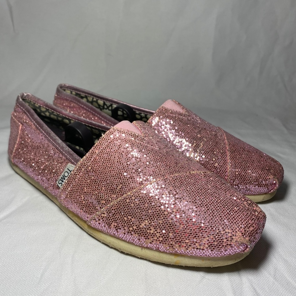 Toms Classics Canvas Pink Glitter Women’s Size 9.5